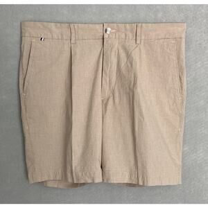 Boss Men's 36W Kane PL Shorts Regular Fit Pleated Front 8" Inseam Beige NEW